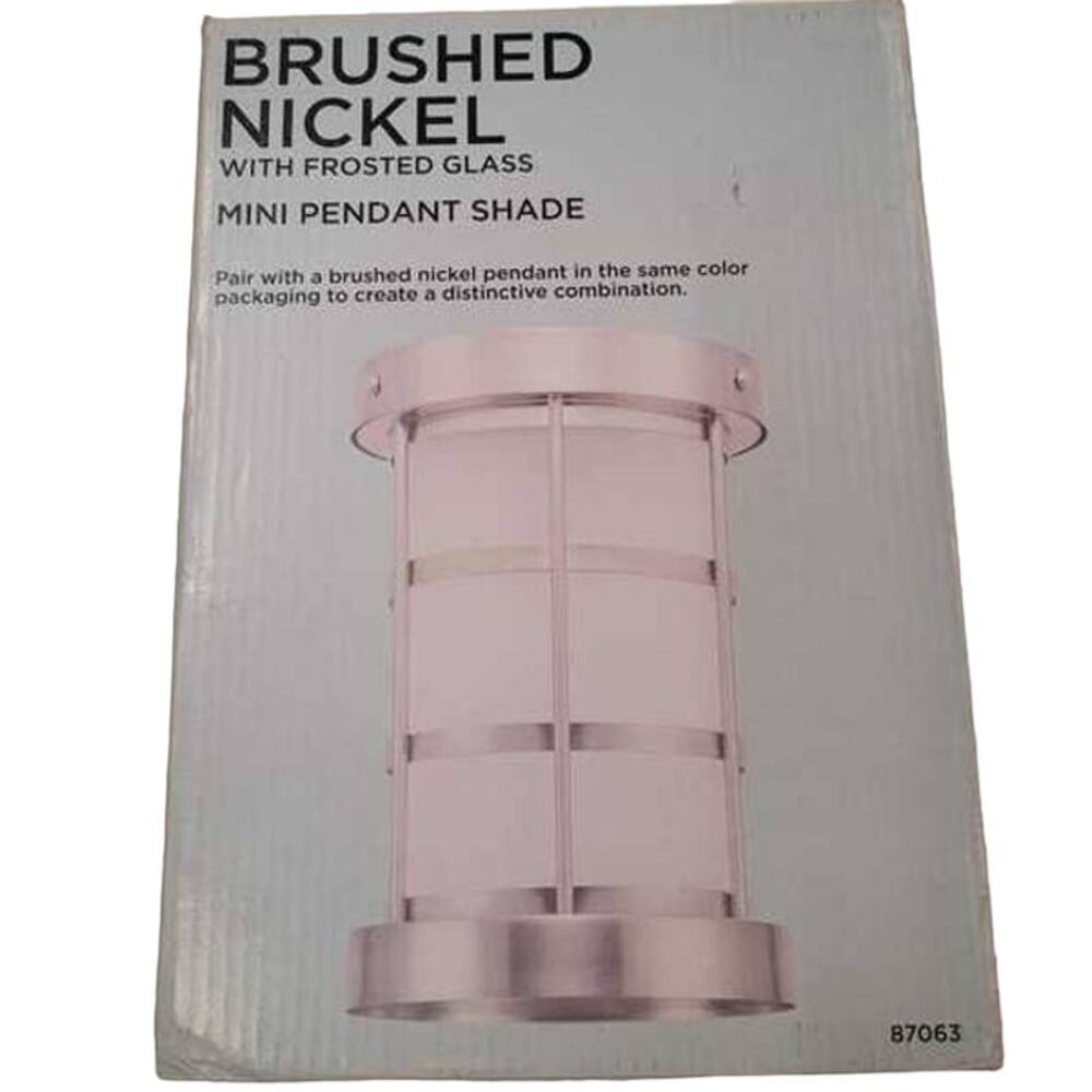Brushed Nickel w/ Frosted Glass Mini Pendant Shade 2.25" Fitter, 6.23"D,  9.20"H